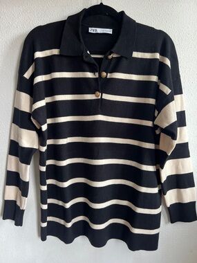 ZARA STRIPED COLLARED SWEATER